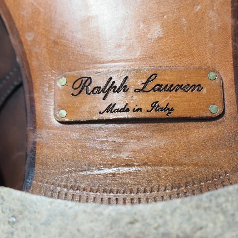 Ralph Lauren Wellington Jodhpur Boots Mens 10.5 Brown Leather Purple Label Italy